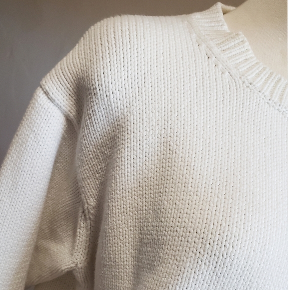 Everlane Sweater Woman's M White Ribbed Crewneck  Chunky Warm Casual Pullover - Picture 7 of 11
